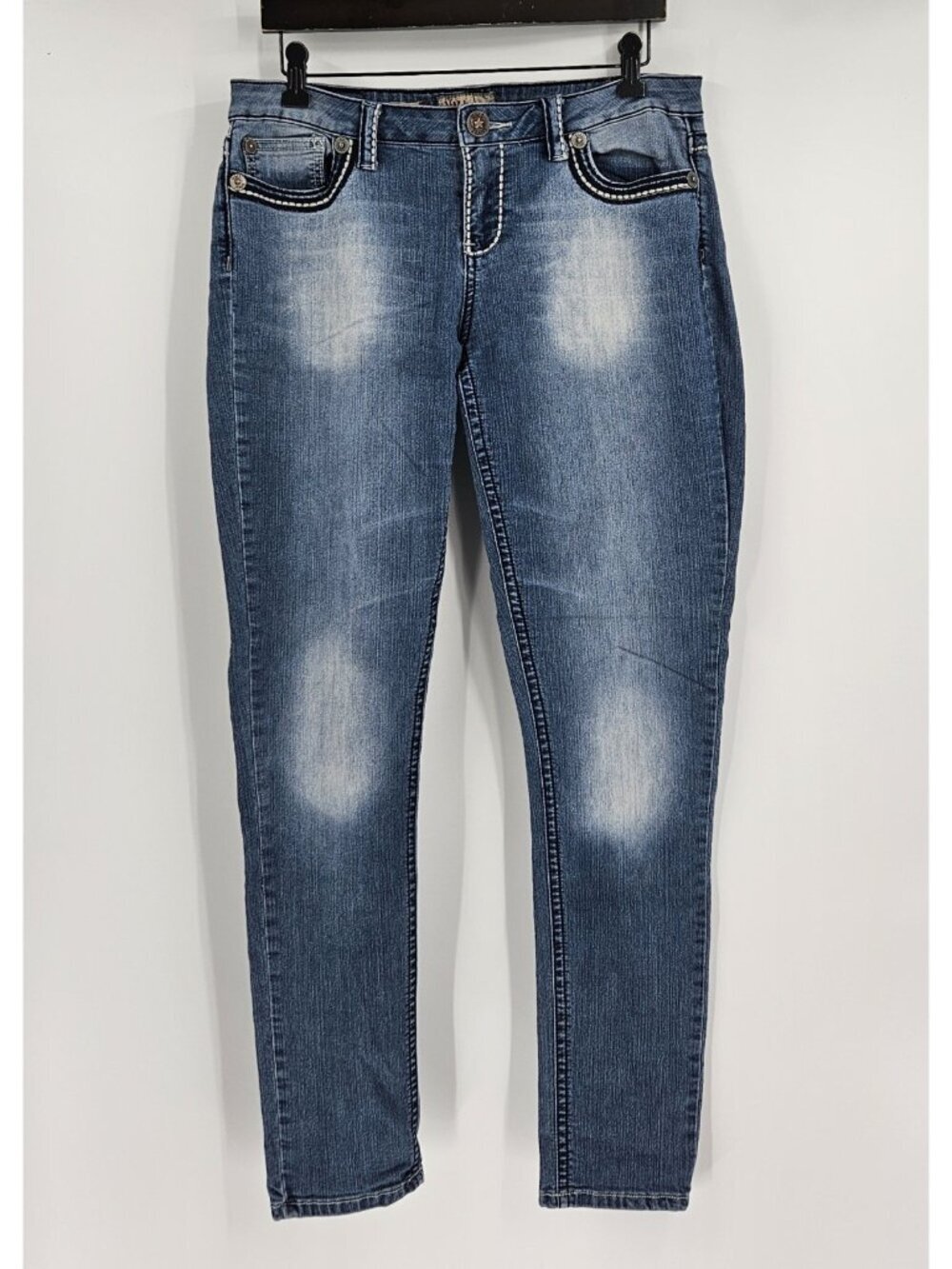 Y2K YMI Jeans Women's Size 13 Skinny Stretch Denim Medium Wash Contrast Stitch
